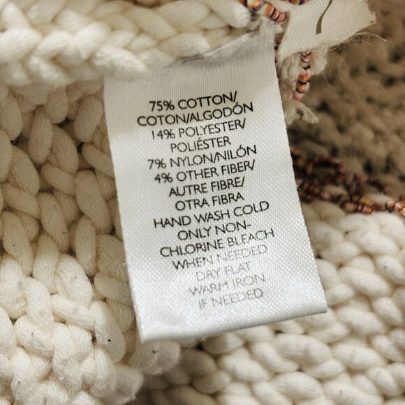 Loft Boucle Knit Sweater Wms Sz M Cream Mixed Texture Crewneck - Picture 8 of 8